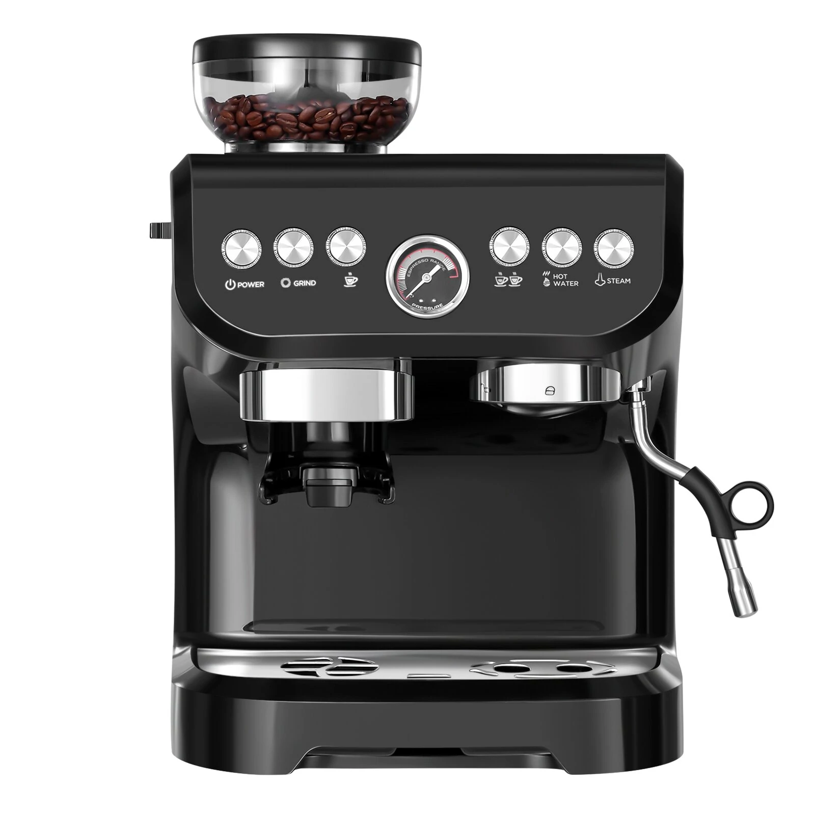 (image for) [US Direct] AC-517E 15Bar 1100W 110V Espresso Coffee Makers With Grinder Machine Electric Commercial Coffee Makers Machine For Household, Hotel